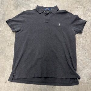 Ralph Lauren Charcoal Polo with White Pony Embroidered Logo